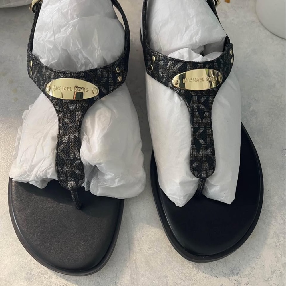 Michael Kors Black and Gold Sandals